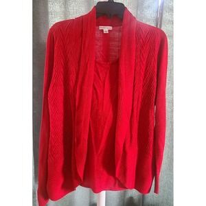 Croft & Barrow Women Cardigan Medium Red Built in Tank Office Casual Crochet